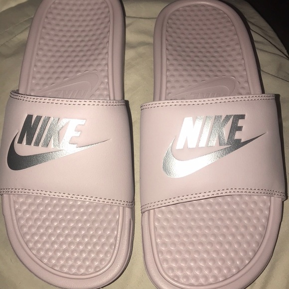 blush nike slides